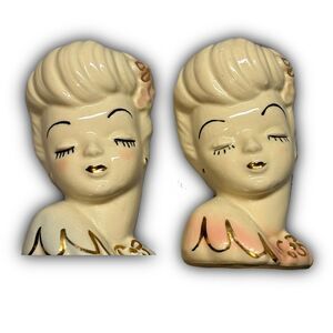 Lady Heart Vase Miniature Head Vases - Set of 2